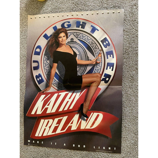VTG 1993 Bud Light Beer Kathy Ireland Poster Ad Anheuser Busch 20x28