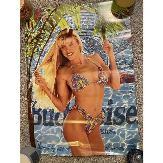 VTG 1994 Budweiser Bikini Model Poster Pin Up 20”x28”